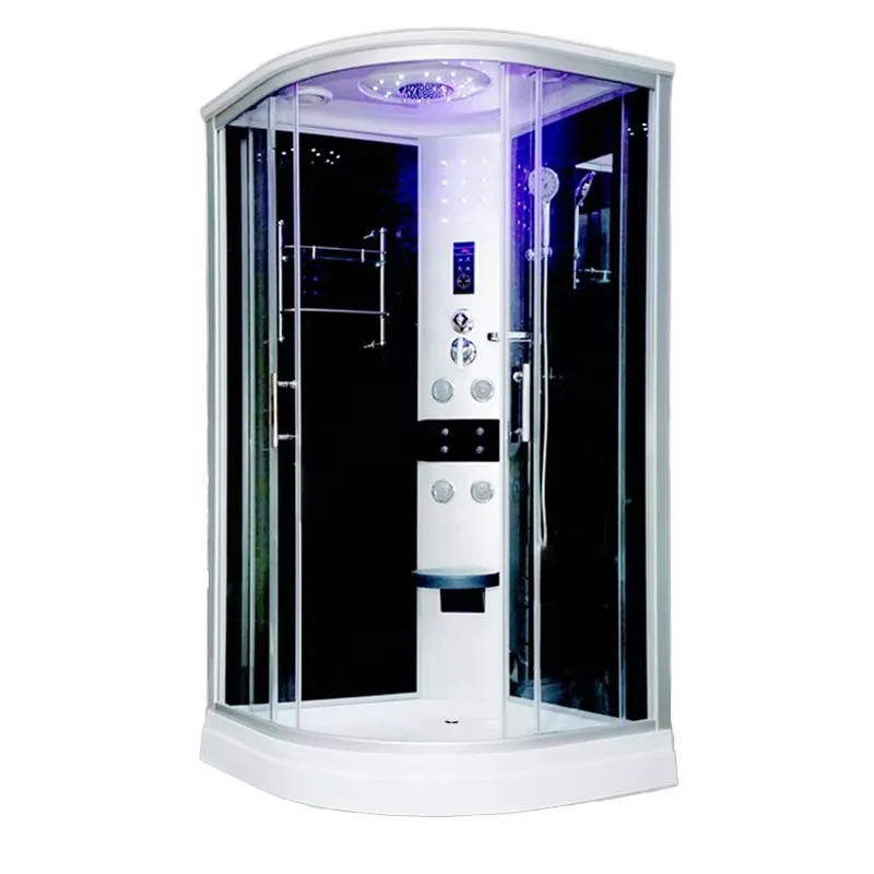 

Factory price Black 90x90 sliding door Transparent glass Massage shower room Hotel steam cabin with brushed frame