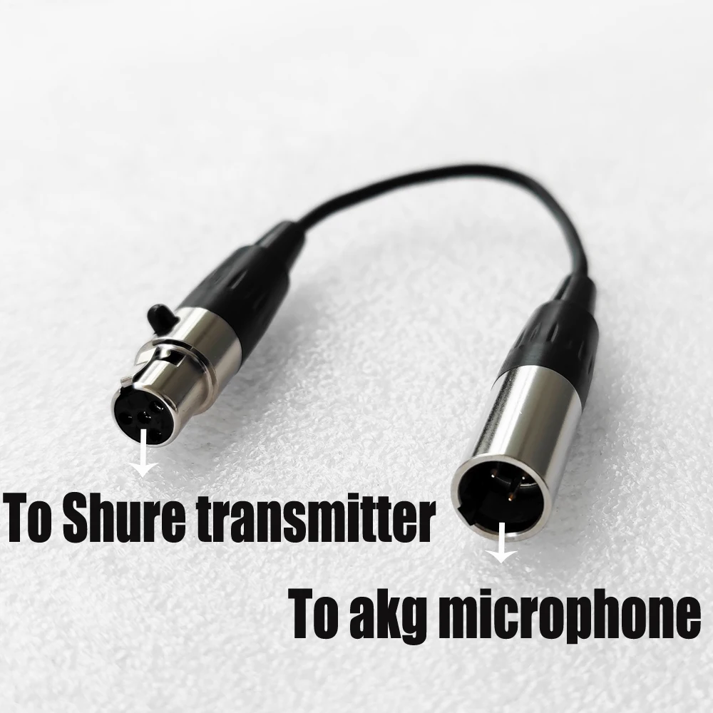 AKG 3-pin to TA4F 4-pin mini xlr cable for Shure bodypack transmitter wireless system instrument cord convertor adapter