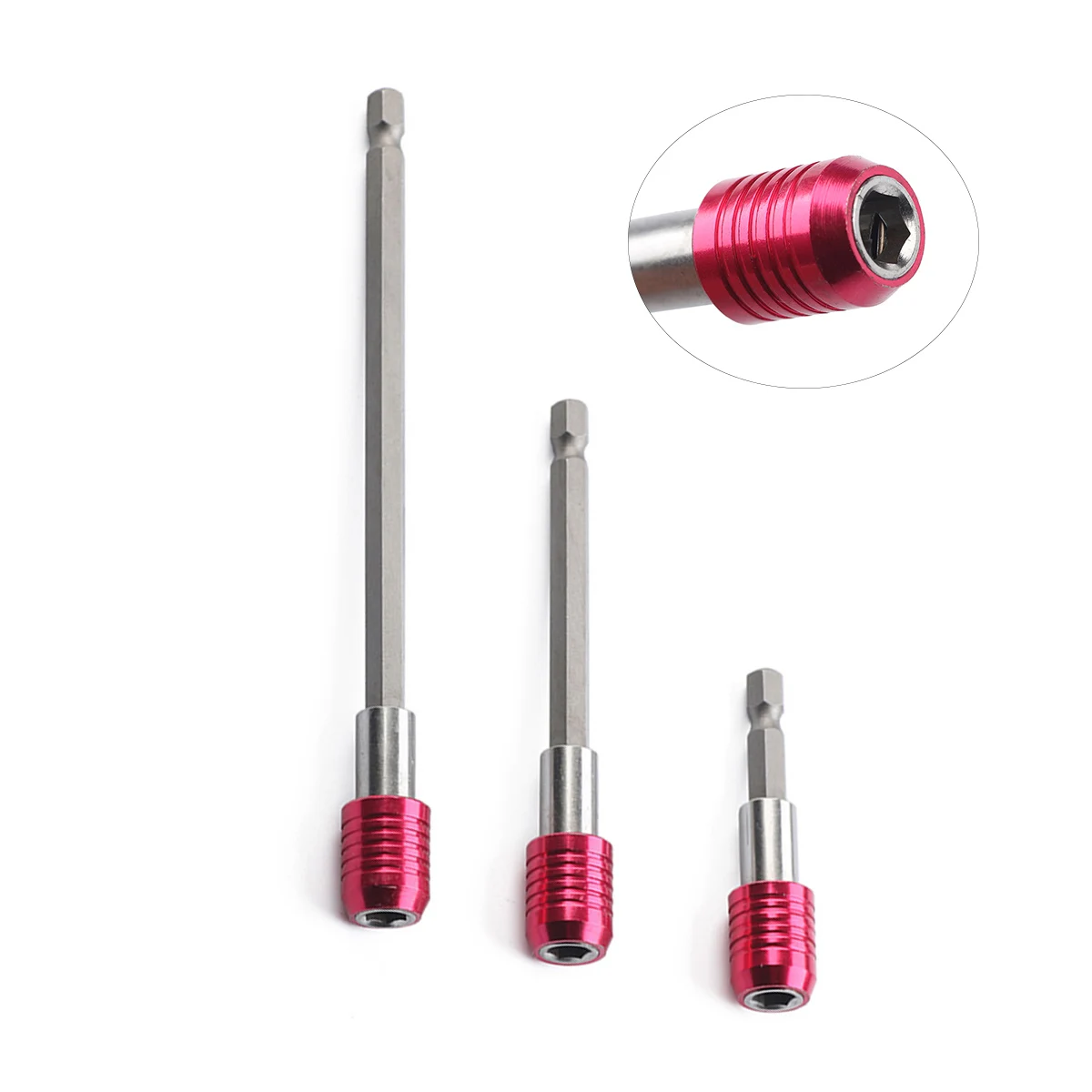 

3 pcs Stainless Steel Quick Release Magnetic Drill Bit Extensions 1 4 Shank Tools Accessories 60mm 100mm 150mm