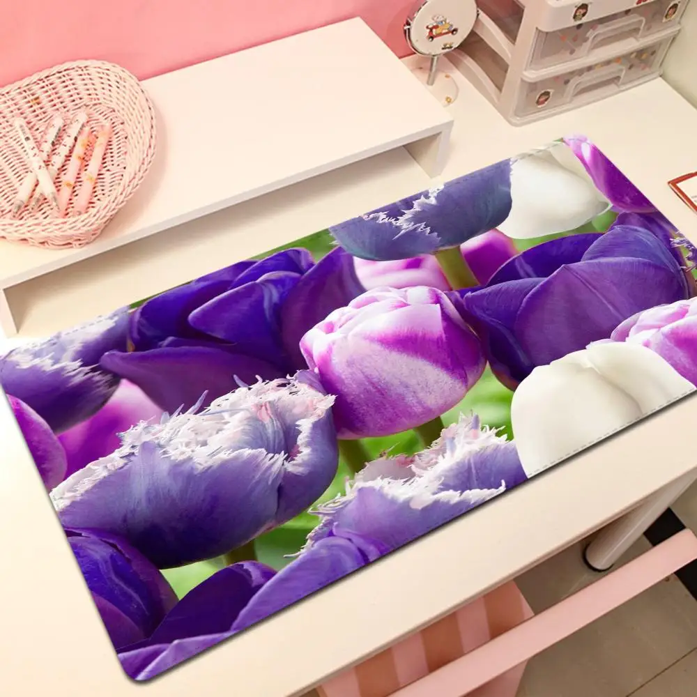 Purple Tulip Mousepad New Rubber Mouse Durable Desktop Mousepad Size for Game Keyboard Pad for Gamer