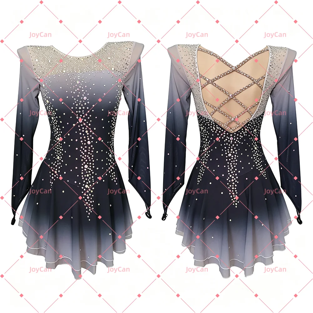 JoyCan Ice Figure  Skating  Dress Girls Optional colors Spandex Stretchy Mesh Competition Dance Wear Customized BD1634