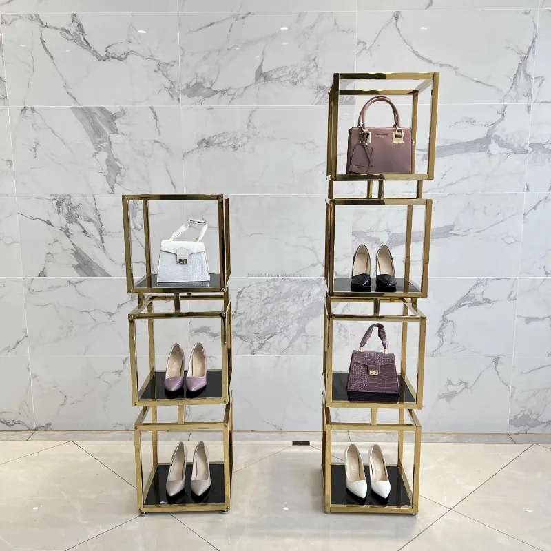 Display Stand Customized Modern Retail Store Tiered Table Bag Shoe Display Racks for Four Layers