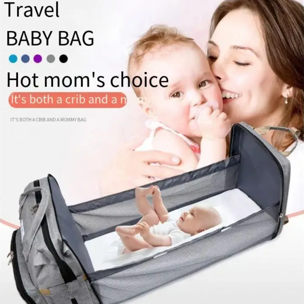 Diaper Bag Backpack Waterproof Foldable Diaper Bag Mommy Bag Diaper Changing Backpack Baby Travel Essential Diaper Backpack Gray