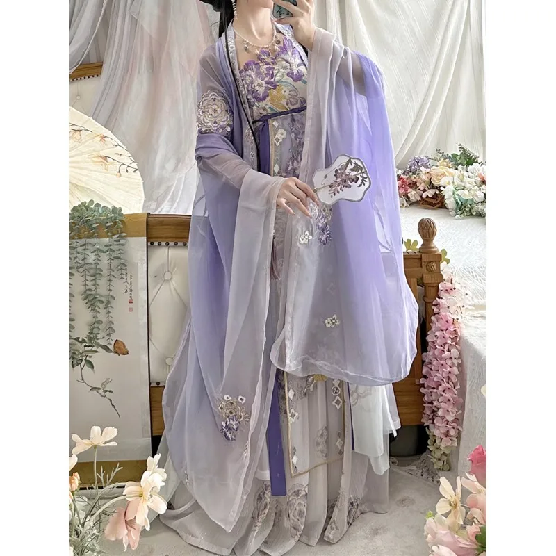 

Китайское платье ханьфу, женский карнавальный костюм феи, праздничное платье, винтажное танцевальное платье династии Тан, древняя принцесса ханьфу