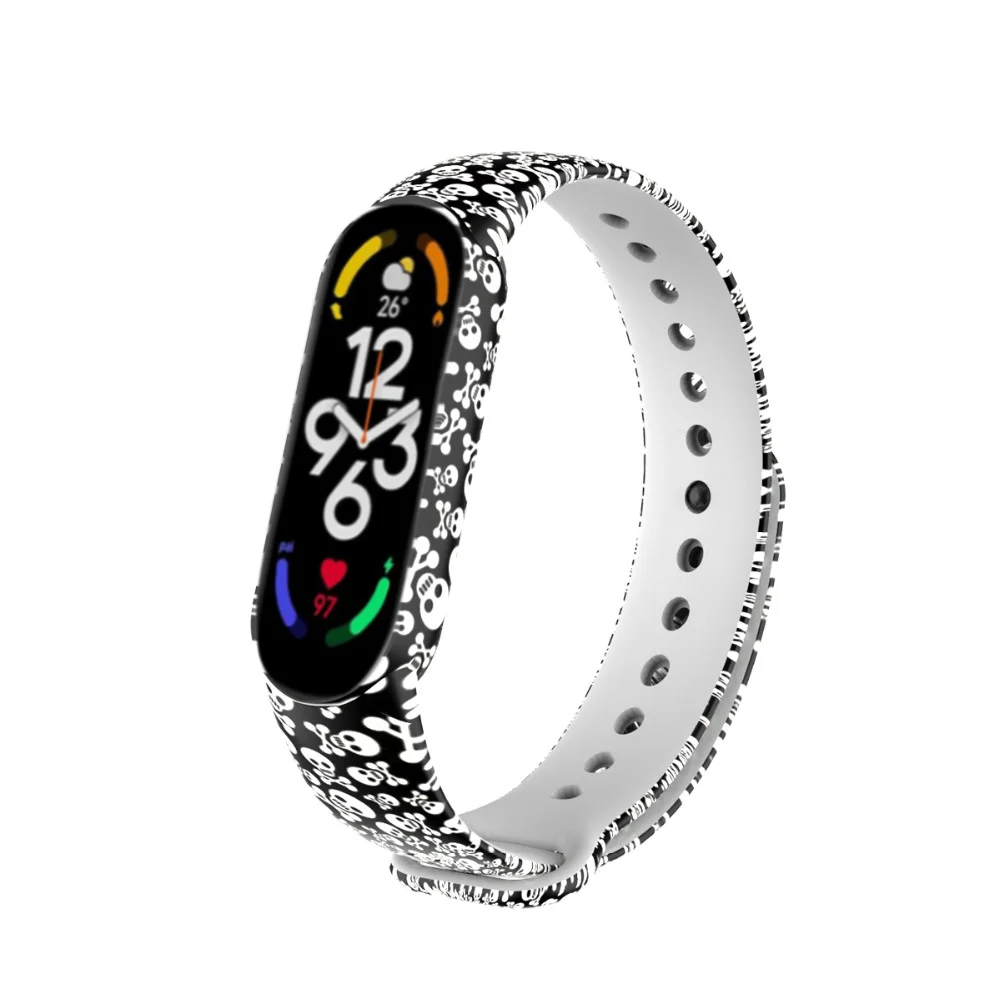 Silicone Strap For Mi Band 7 Strap  7 NFC Colored Pattern Personalized Print Replacement Xiaomi Watch Bracelet