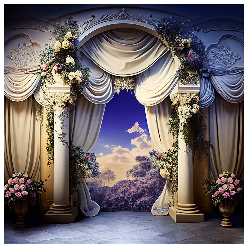 

Wedding Scene Arch Flower Photography Backdrops Props Flora Curtain Valentine's Day Decors Theme Photo Studio Background FL-18