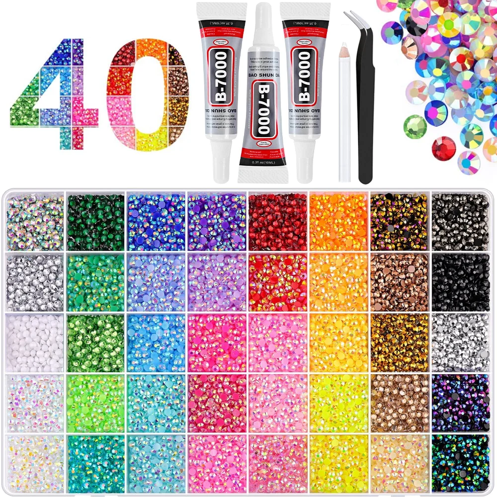 3mm 40 color Bedazzling Kit AB resin flat bottom rhinestone set with diamond decoration suitable for DIY water cup nail art