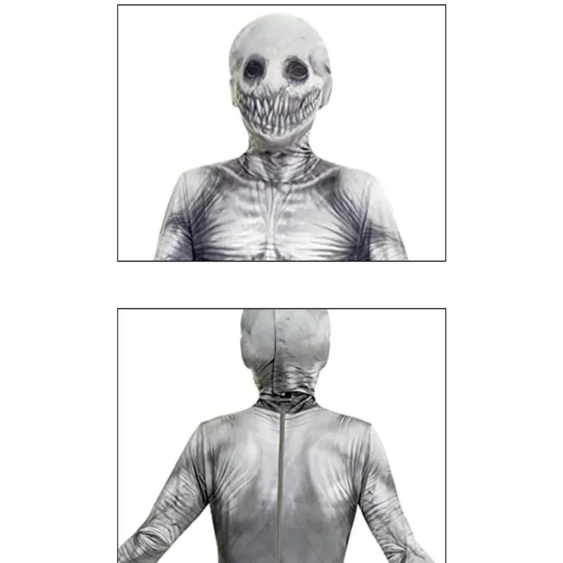 Scary Jumpsuit Costume Adult Men WomenThe Rake Costume Zalgo Slenderman Bodysuit 3D Scary Halloween Costume For Kids Boys Girls