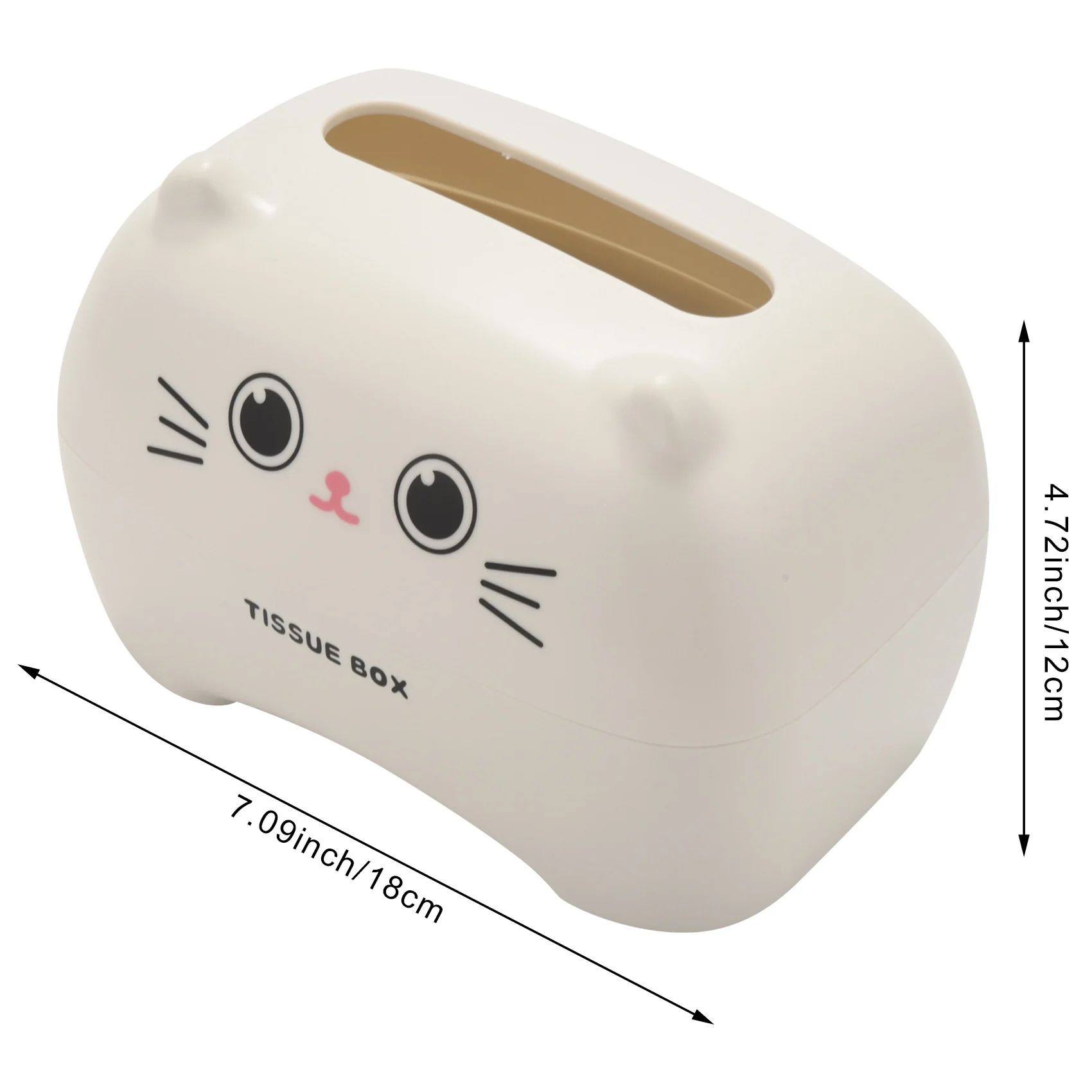 Cosmetic Tissue Box, Tissue Dispenser Paper Towel Box, Cartoon Tissue Container for Home / Office Decoration (White)