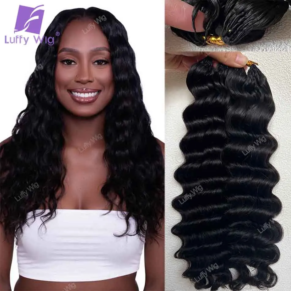 

Deep Wave Crochet Human Hair Braids Extensions for Braiding Pre Separated Burmese Remy Feather Braids Bundles Black Women Luffy