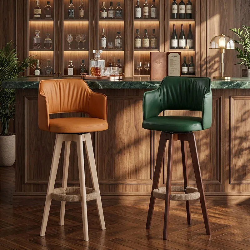 

Kitchen Luxury Bar Chairs Living Room High Designer Wood Modern Comfortable Long Barstools With Back Cadeira Home Furniture