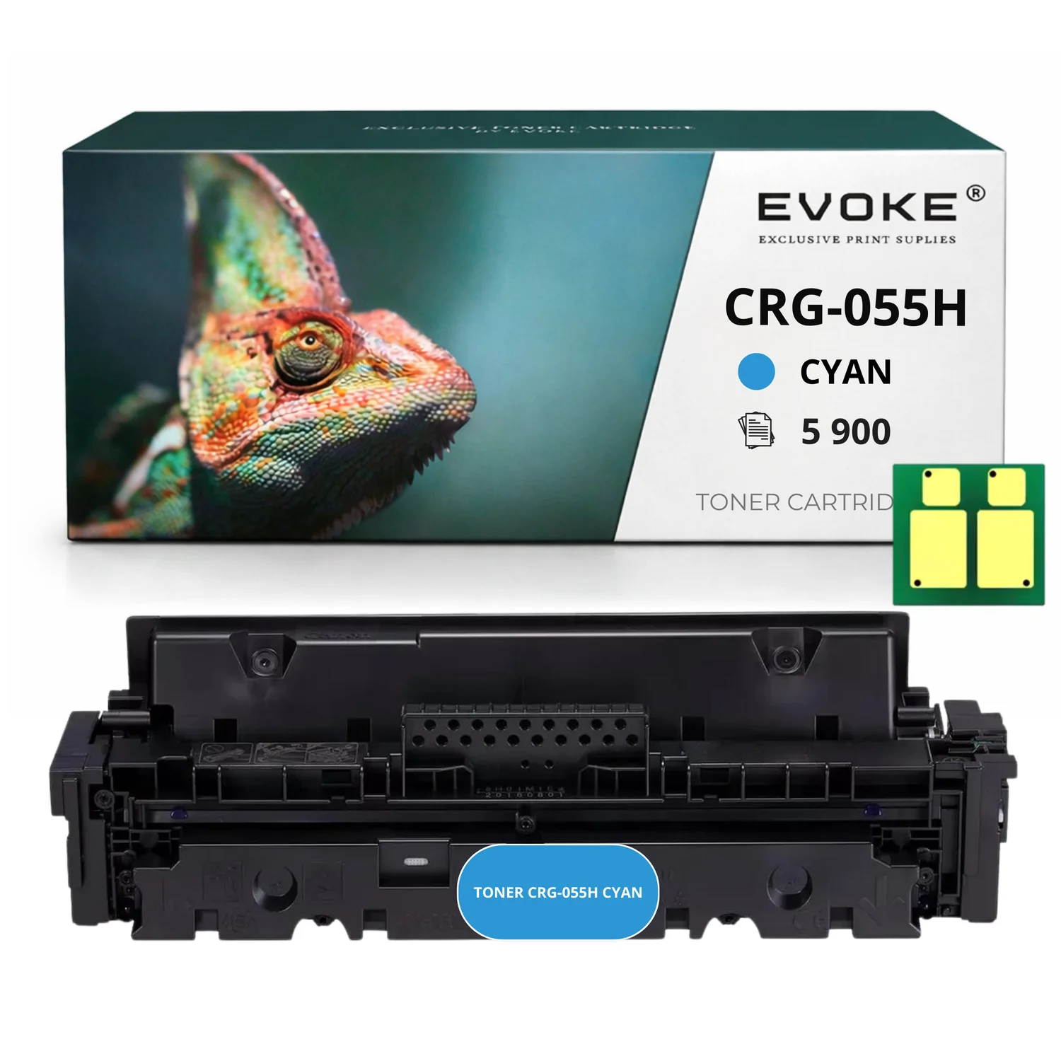 Evoke Compatibele Toner voor Canon Crg-055H Crg055H 3017C002C Cyaan met Chip 5900 Pagina's I-Sensys Lbp662Cdw Lbp664Cx Mf741Cdw Mf744Cdw