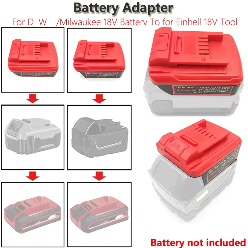 

Адаптер-переходник для аккумуляторов DeWalt/Milwaukee 18В на Einhell X-Change 18В, аксессуар для электроинструментов