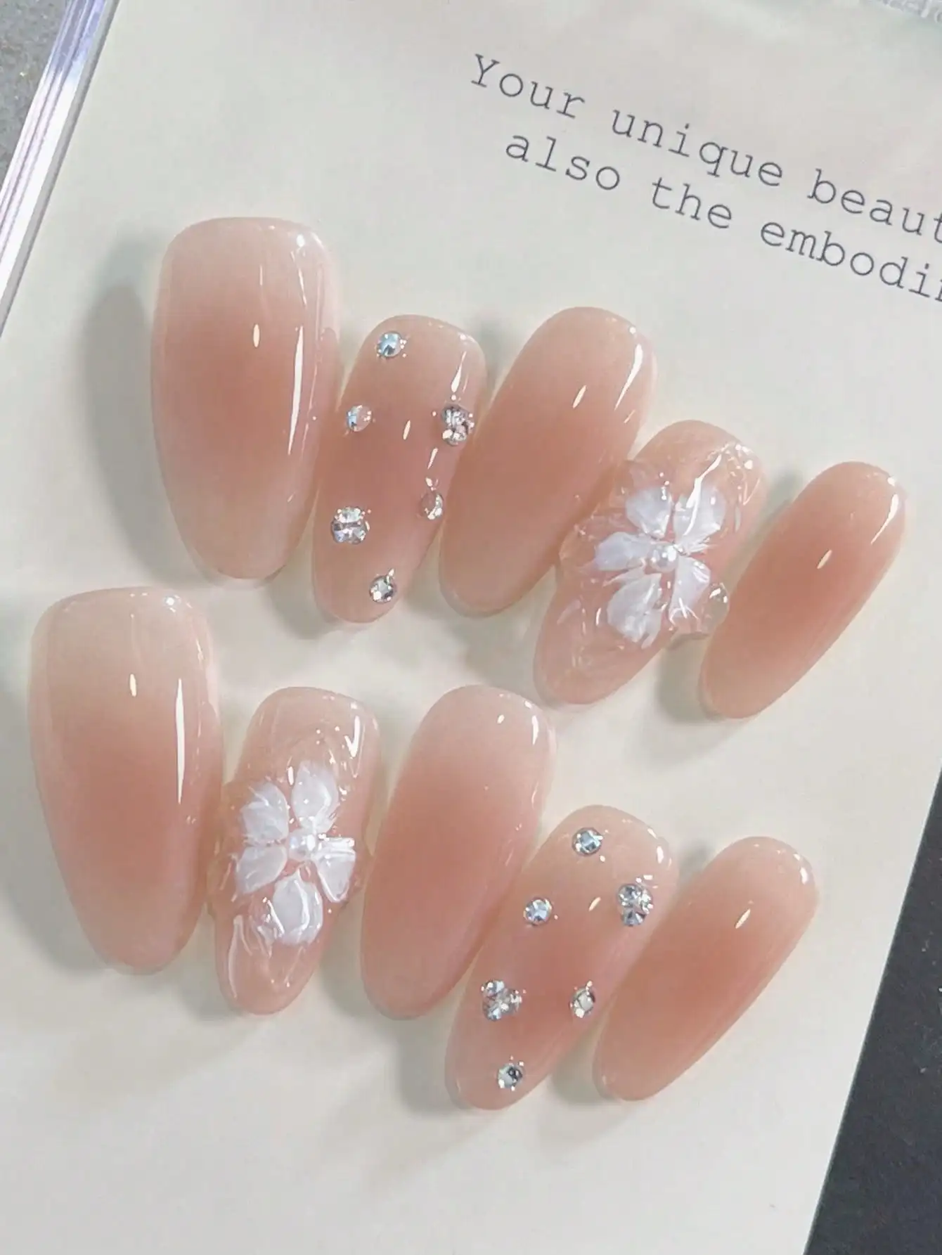 

Набор накладных ногтей «сделай сам», бежевый песочный омбре, 10 шт., с кристаллами и 3D-лилилиями. Набор: советы, гель, напильник. На каждый день, свадьбу, про, вечеринки.