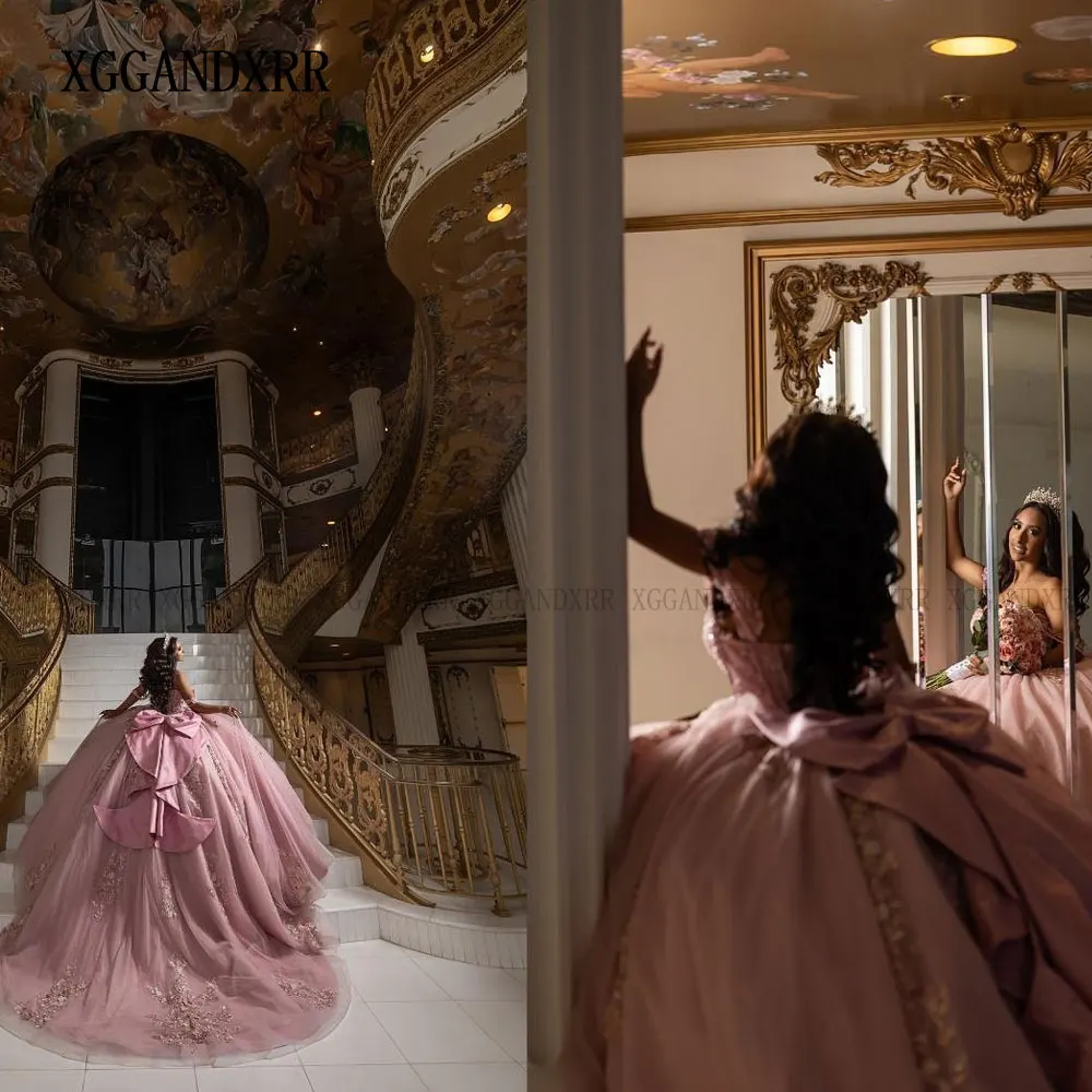 

Розовые платья Quinceanera по индивидуальному заказу, 2024, роскошное бальное платье с цветочным бантом для девочек, милое платье 16, Vestidos De 15 Anos, праздничное платье на день рождения