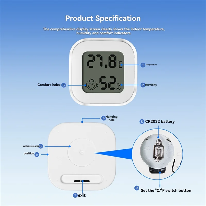 N82R Smart Tuya Zigbee Temperature And Humidity Sensor With Live App Reporting And LCD Screen