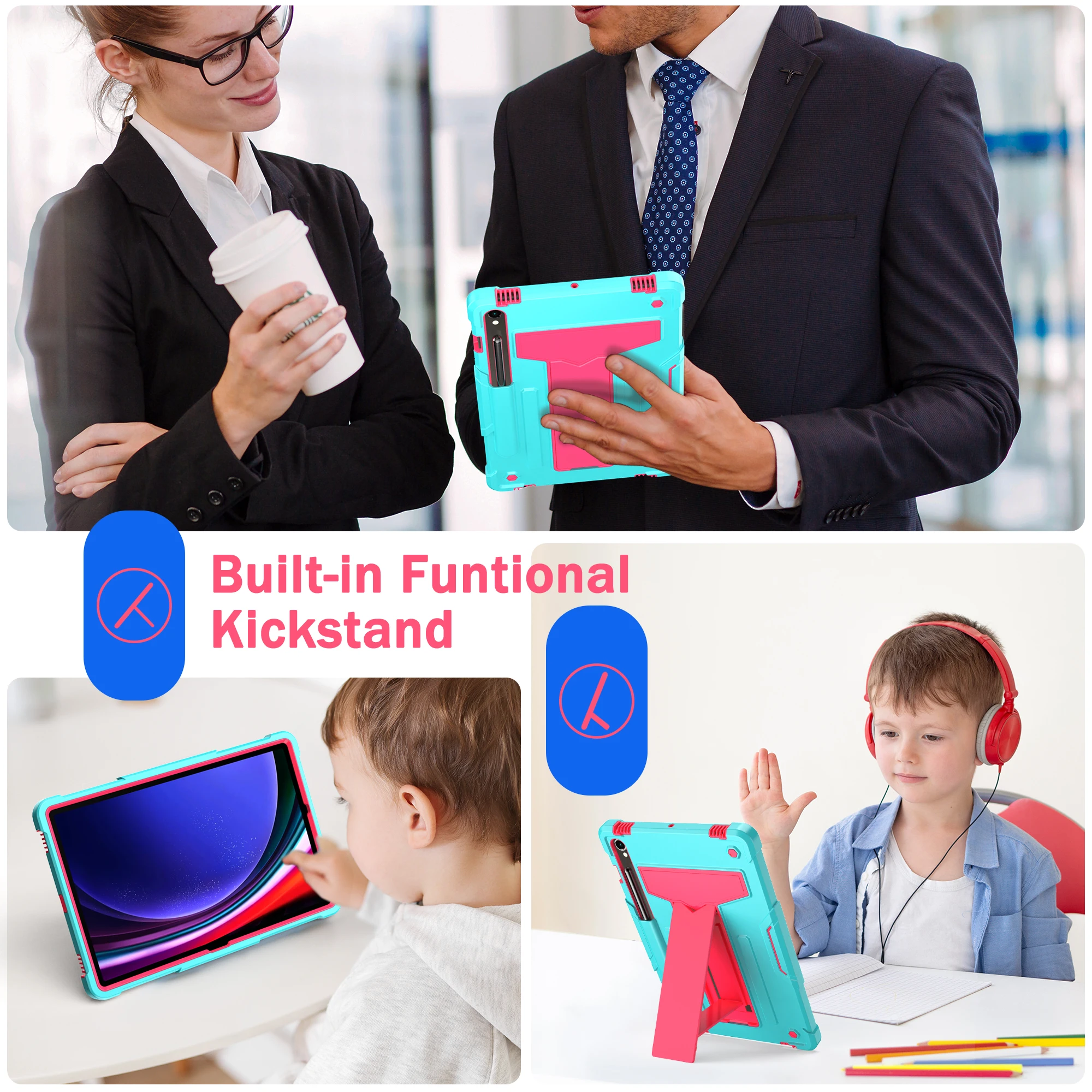 

Hybrid Case Universal For Samsung Galaxy Tab S10 Lite S9 FE SM-X400 X406B X520 X526B X510 X516B X710 X716B Kickstand Armor Cover