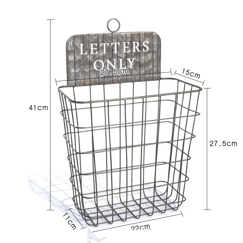 Vintage Metal Wall Mail Holder, Letters Only Wire Basket, Wall Mounted Letter Organizer, Rustic Hanging Mail Box For Home Office