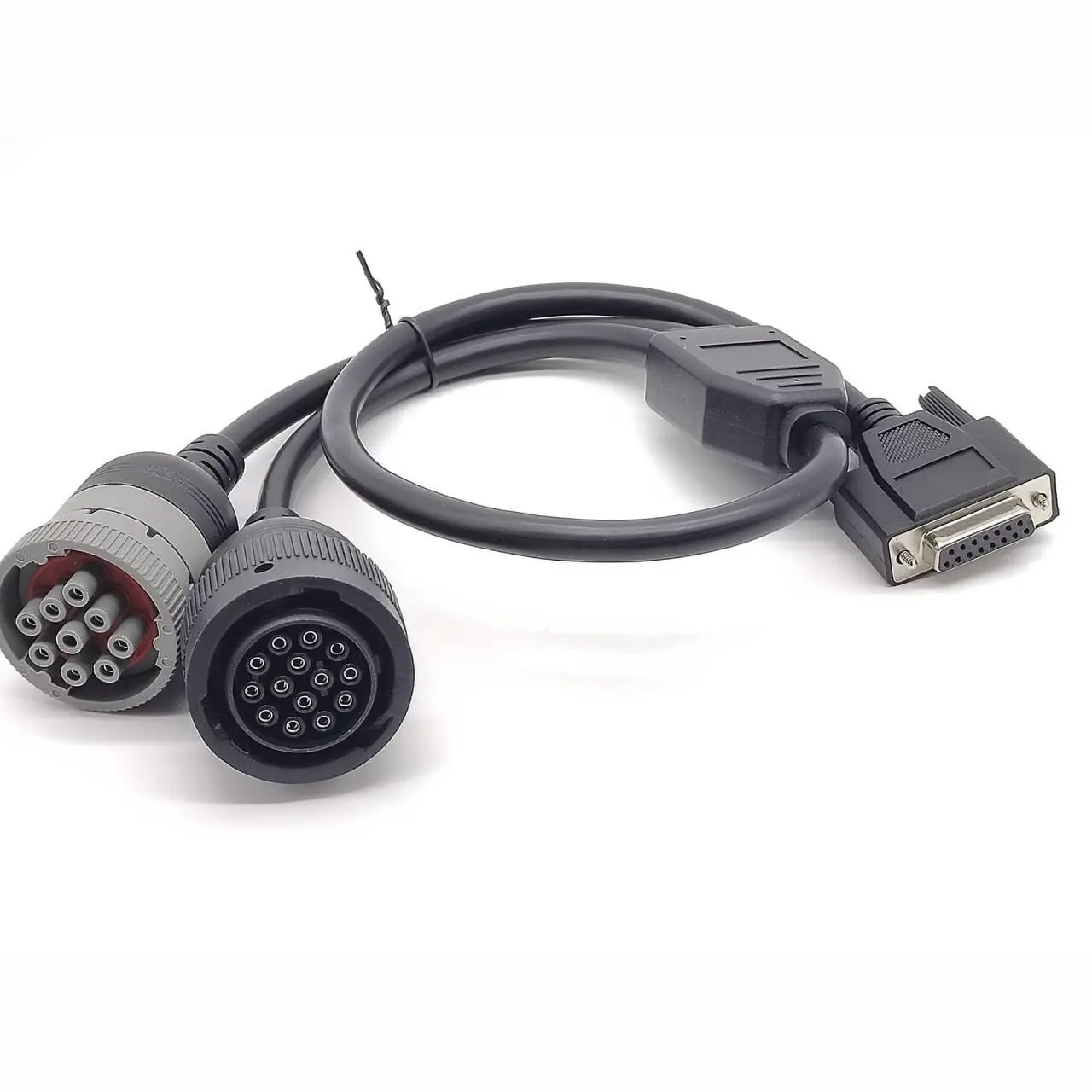 DB15 Female to Cat 9-Pin Male and 14-Pin Female J1939 Y Cable, Truck Diagnostic Tool, 70cm