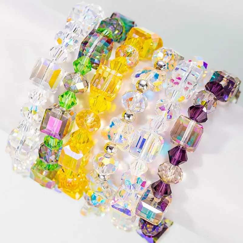 طقم صنع الأساور AB لون زجاجي مكعب الخرز البريق فراشة بلورات الخرز عدة لصنع المجوهرات القلائد DIY الحرف اليدوية #3