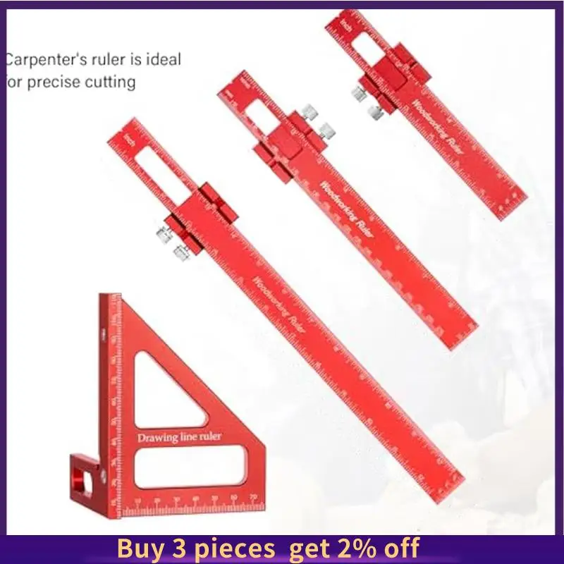 

COME 4 шт. плотниковая линейка 3D многоугольная измерительная линейка 45/90 градусов алюминиевый сплав деревообработка квадратный транспортир