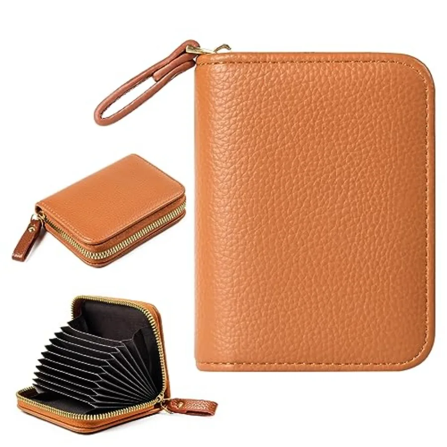 

Credit Card Holder RFID Card Case Wallet, Small Accordion Zipper Card Case Holder, Card Organizer Case for Women Men