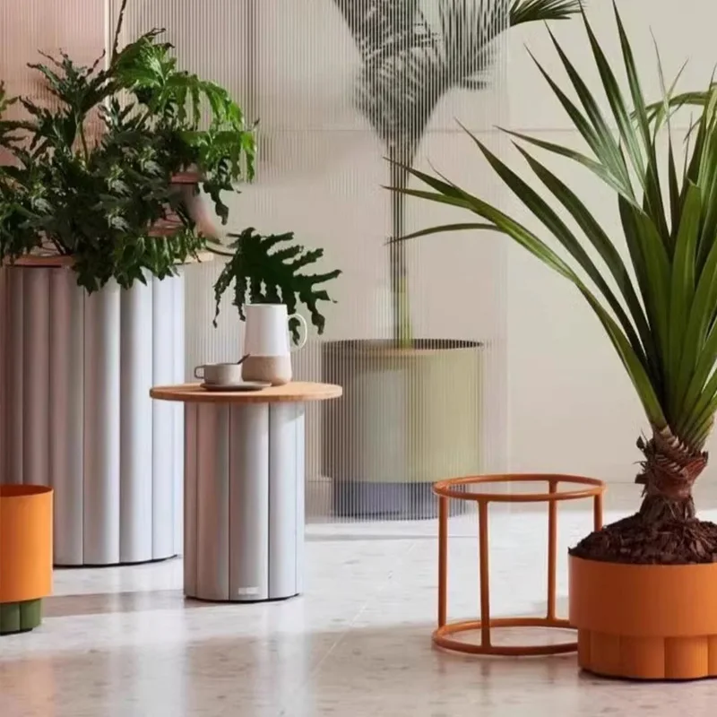 Outdoor, round table, cafe, dining table and chairs, balcony, corner table, side table, creative, plant rack