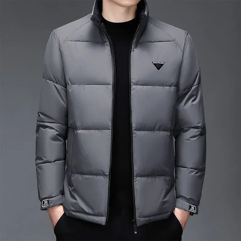 

Coat Men Fashion Slim Stand Collar Outcoat Winter Business Casual Male Cotton-Padded New High-End Thick Warm Large Size Outwear