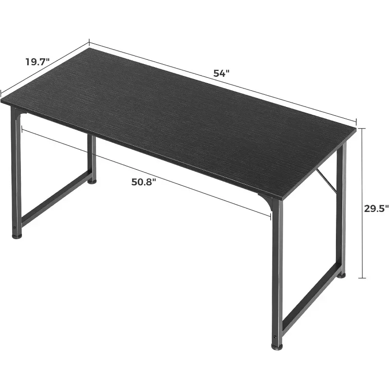 مكتب كمبيوتر كبير مقاس 55 بوصة، مكتب دراسة ألعاب المكتب المنزلي بإطار معدني قوي، غرفة طاقية واسعة للعمل من المنزل #4