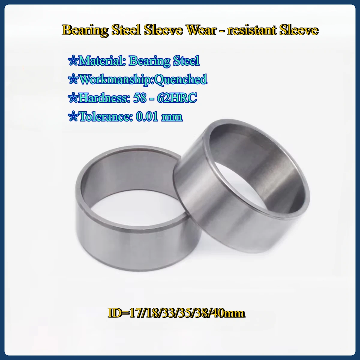 

Bearing Steel Sleeve Wear-resistant Sleeve Axle Bushing Guide Sleeve Inner Diameter 17/18/33/35/40mm