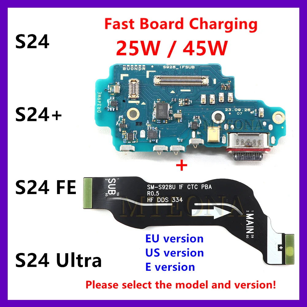 Для Samsung Galaxy S24 Plus Ultra S921 S926 S928 USB-порт для быстрой зарядки, док-станция, разъем для микрофона, основная плата, гибкий кабель
