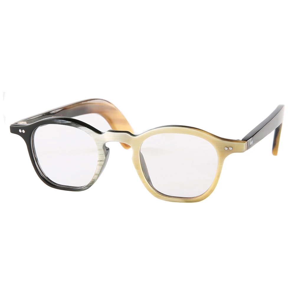 

Eyeglass Frames Unique Vintage Clear Handmade Black White Horn Prescription Glasses Frames Square Rivets Optical Lenses Eyegwear