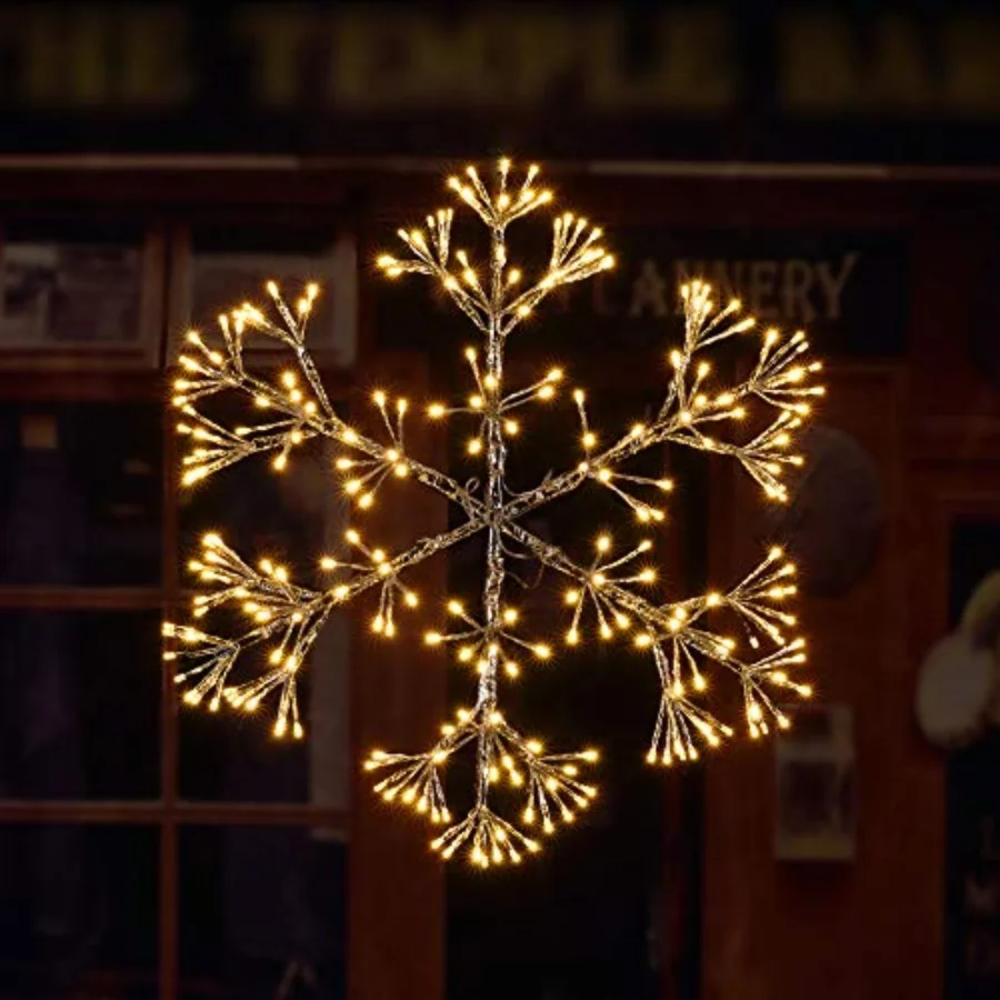 

240 Led Starburst Snowflake Light Twinkle and Warm White Lights Silver Finish Plug in for Home Garden Decoration Wedding Birthd