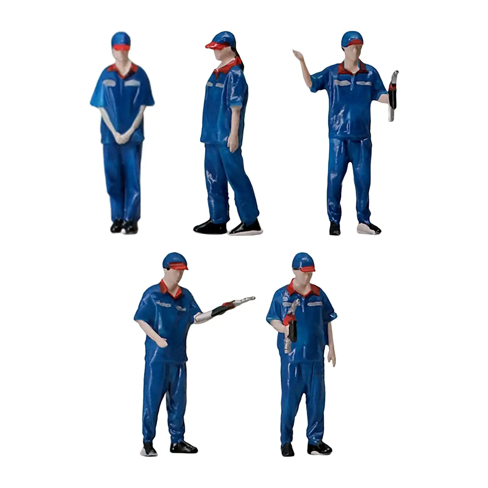 手描きの1/64スケールミニチュアモデルガソリンスタンドの人々フィギュアジオラマ