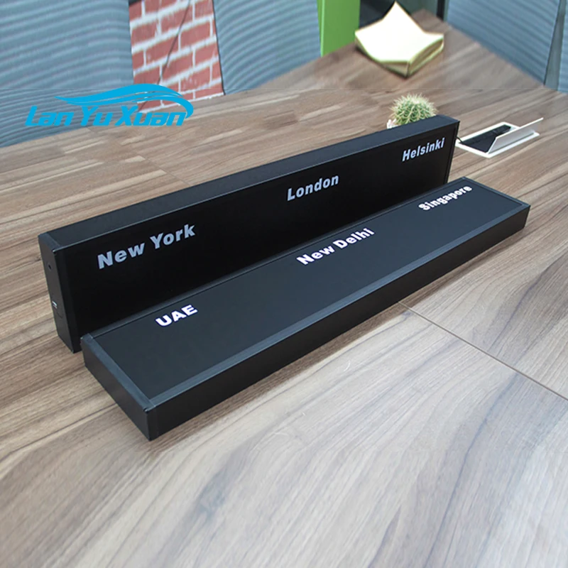 

CHEETIE CP034 Customer Specific Vinyl Lettering City Names Digital Time Zones Clock World Style LED Wall Clock