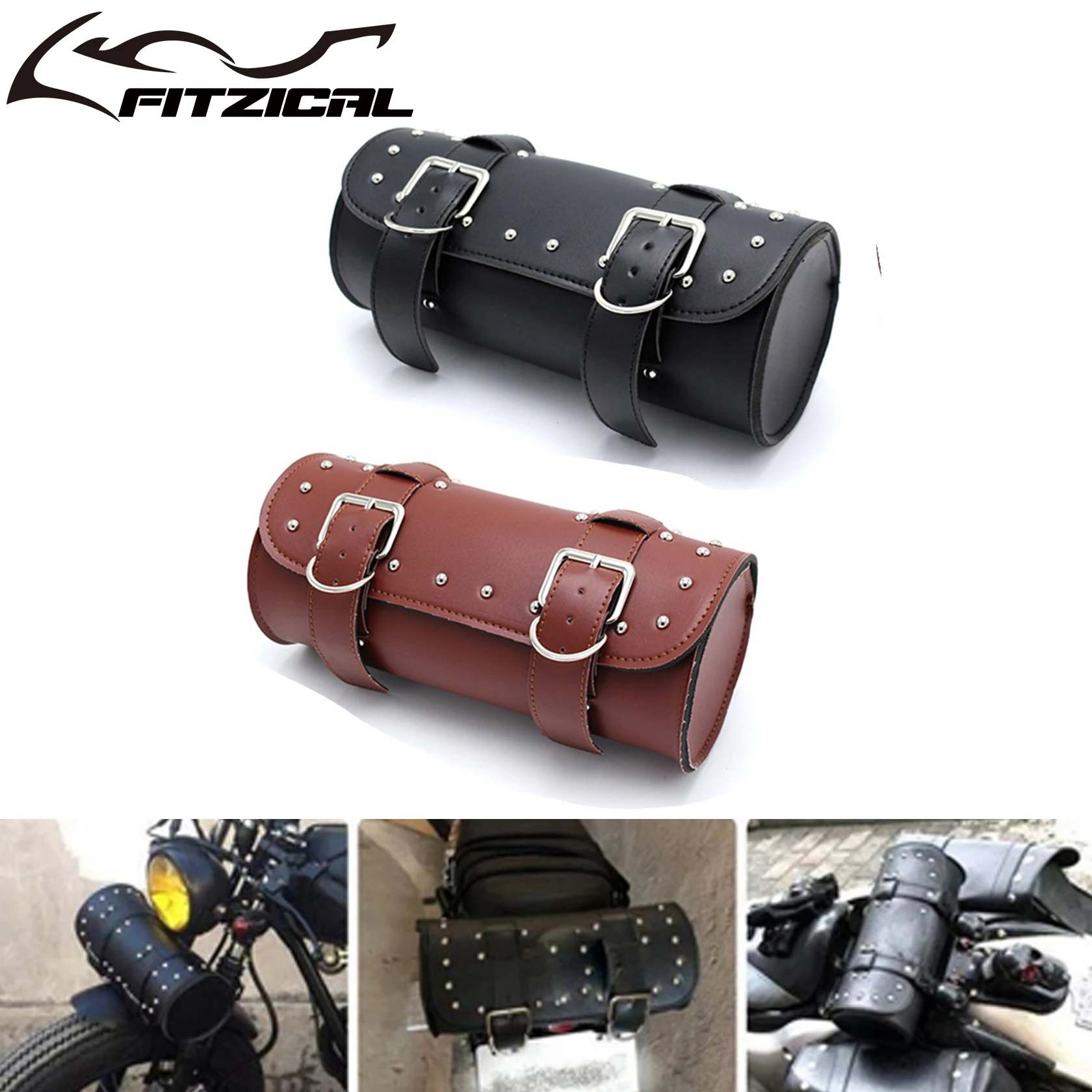 

Motorcycle PU Leather Hanging Saddlebag Front Fork Tail Tool Storage Bag Luggage For Harley Touring Sportster XL Dyna Softail