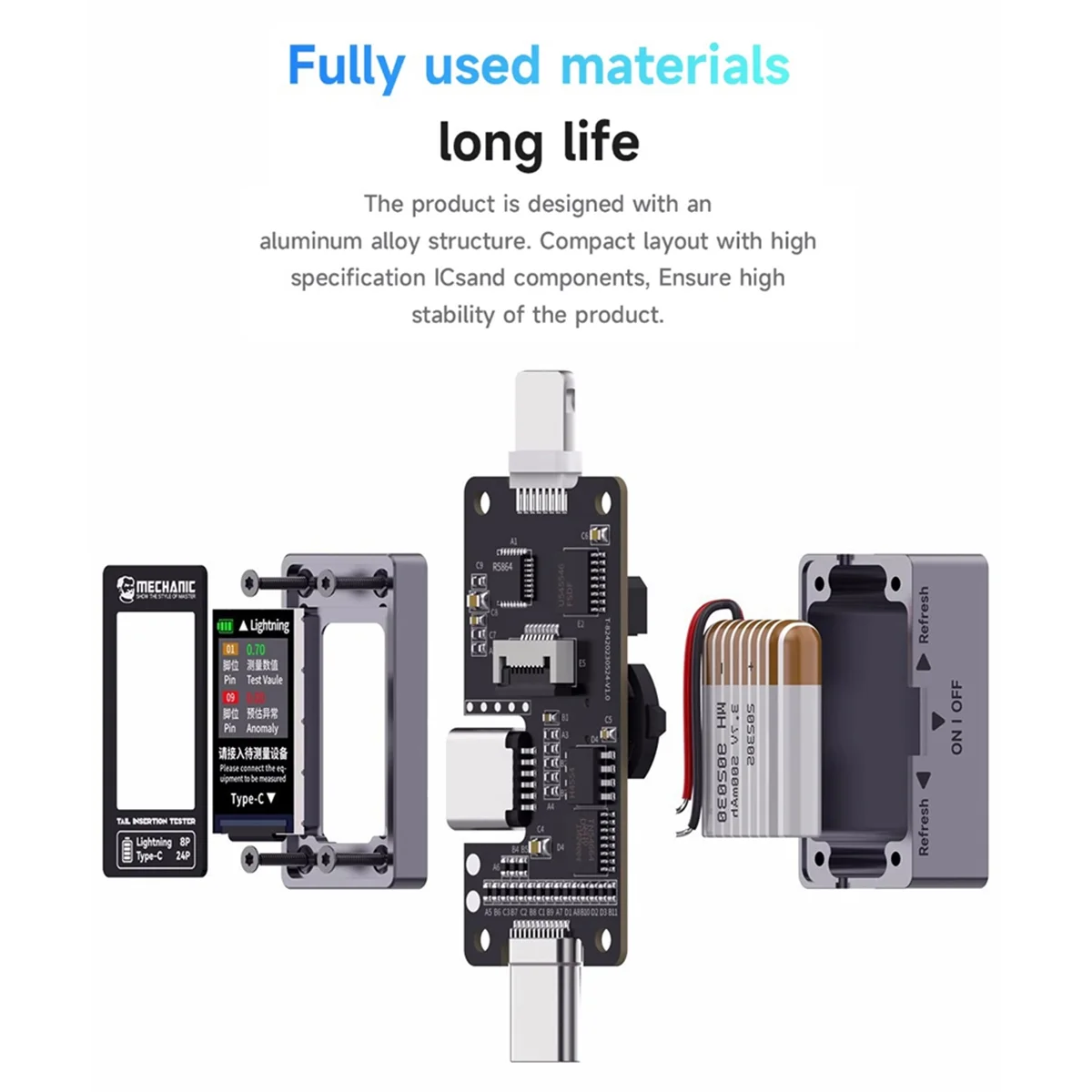 M86K  T-824 No Disassembly Required Mobile Phone Tail Insertion Detector Digital Display Current Power Check Pin