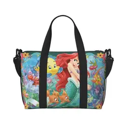 Custom Little Mermaid Ariel Cartoon Tote Bag Women Large Capacity Gym Beach Travel Bags