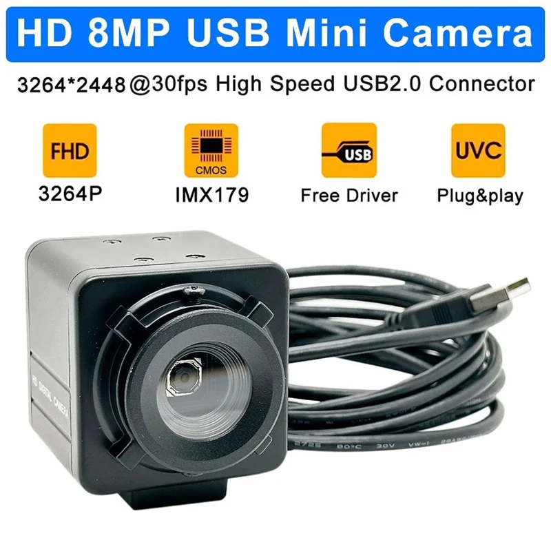 Webcam USB 4K FULL-Industriale PC Laptop Video Messa a fuoco automatica da 8 MP Fotocamera USB Sensore IMX179 OTG UVC Plug & Play