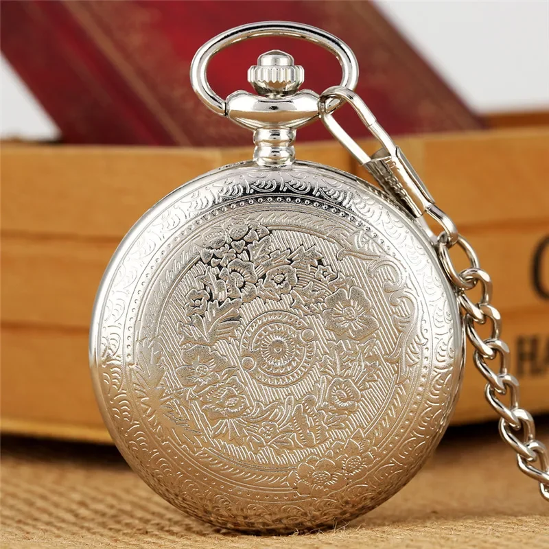 Black/silver/gold To My Husband Engraved Words Men's Analog Quartz Pocket Watch Pendant Chain Roman Number Display Ideal Gift