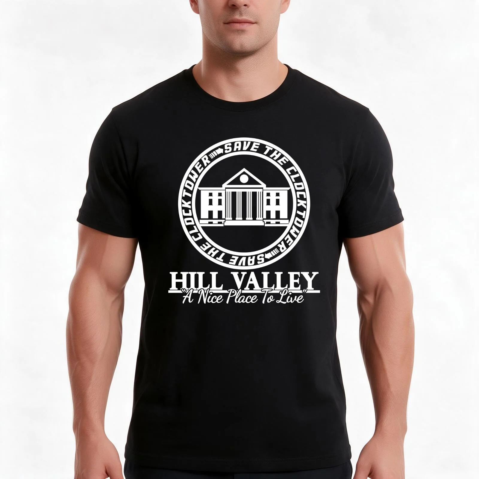 Save The Clocktower! T-Shirt, Summer Casual Cotton Tee, Oversized Streetwear Tops, Vintage Graphic Print, Loose Fit Short Sleeve