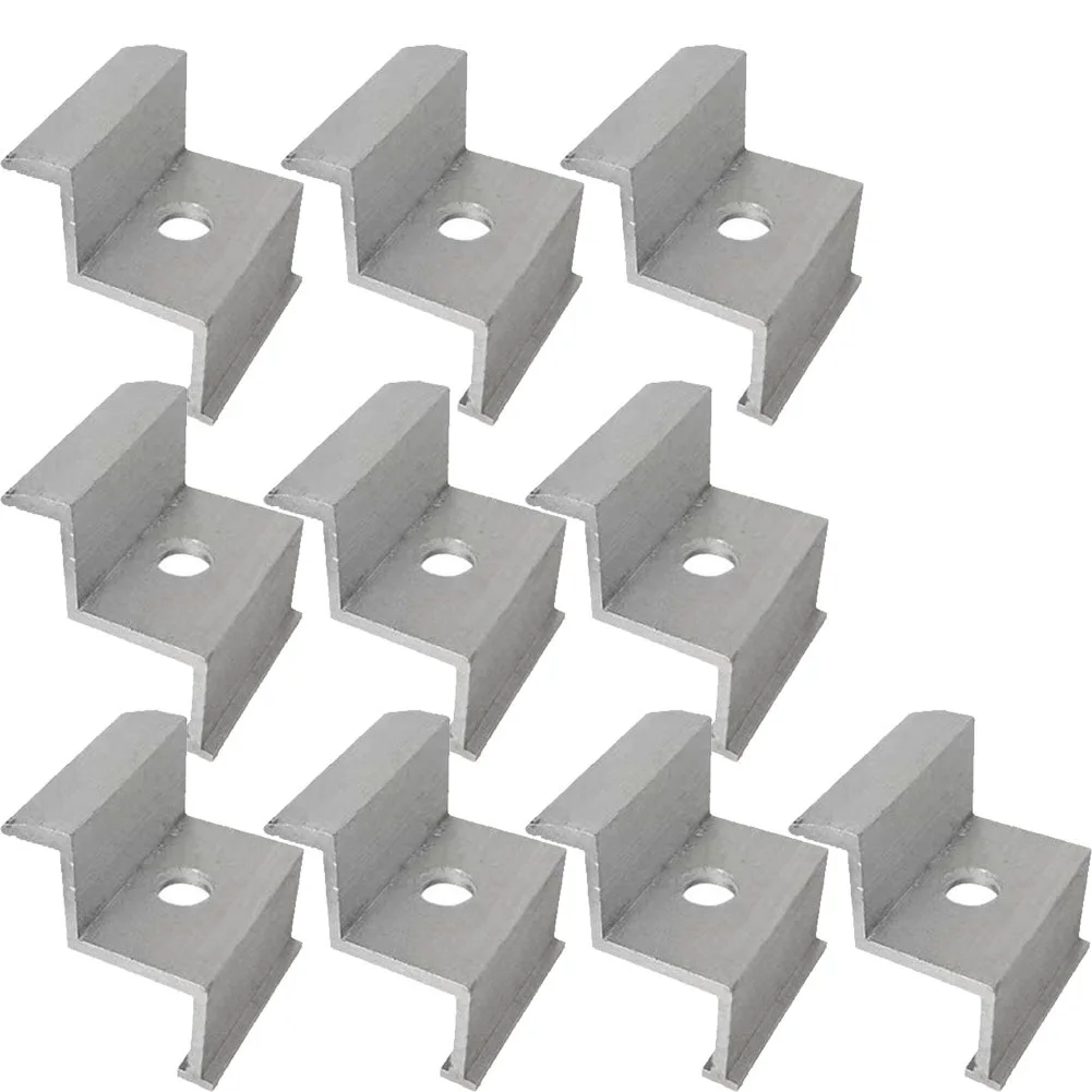 Set of Ten Aluminum Alloy End Clamps Designed to Securely Hold Solar Panels in Place During Extreme Weather Conditions