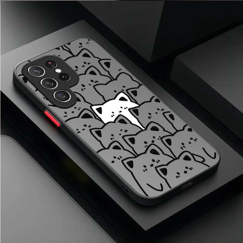 حافظة جميلة على شكل قطة جرافيتي لهاتف سامسونج جالاكسي S25 Ultra S24 S23 Plus S22 S21 FE A04S A56 A36 A26 A16 A06 A55 A35 A25 A15 5G Funda #4