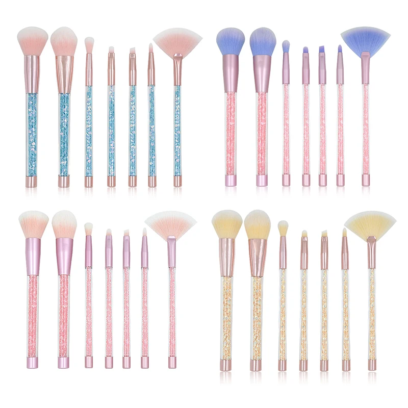 Advanced Rainbow Glitter Makeup Brush Set Crystal Handle Liquid Foundation Brow Face Makeup Brush Set Dream Girl