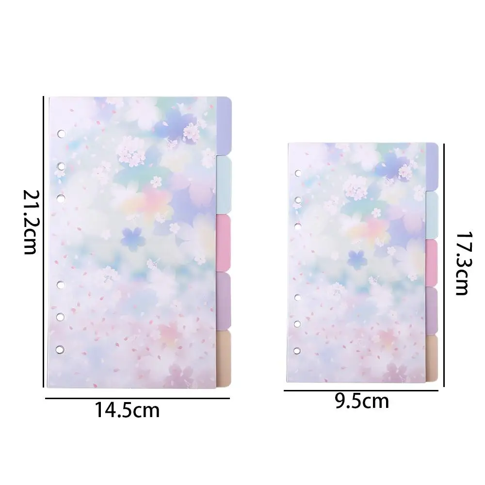 Indexing Cards 6-Ring Binder A5 A6 Notebook Divider Index Binder Index Page Loose Leaf Separator Page Cherry Blossoms Style