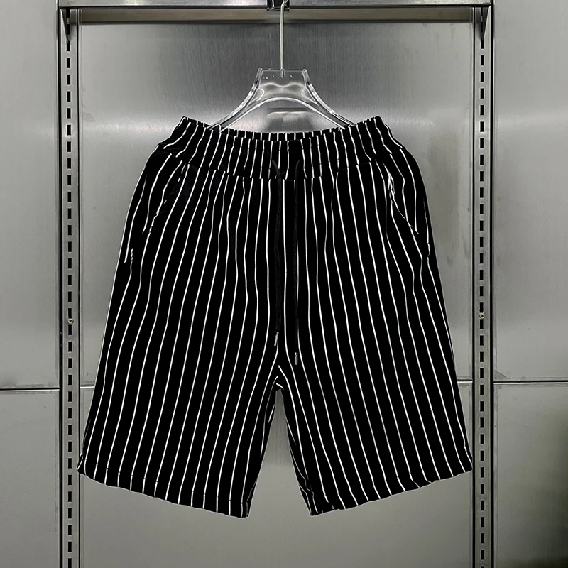 

Ice Silk Qui Dry Summer Stripe Men's orts Thin Five-Quarter Length Beach Pants Loose Fit Youthful Energy Sle Casual Wear