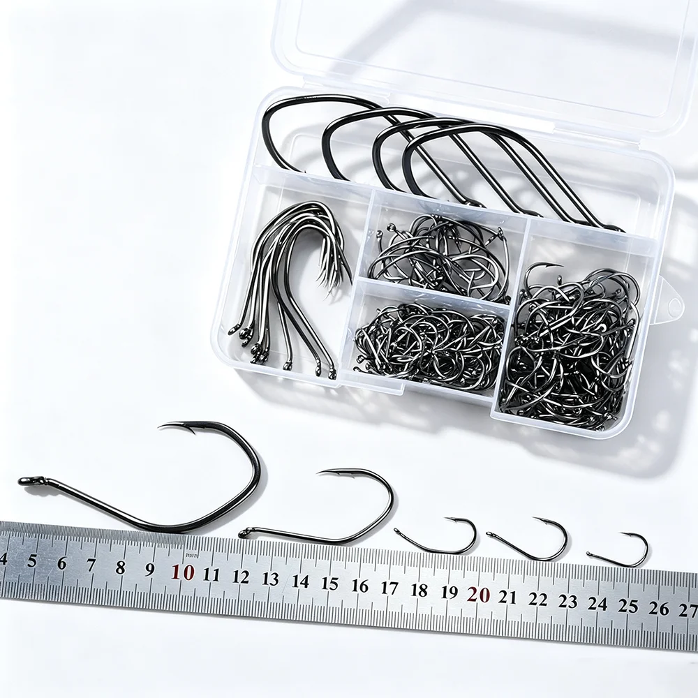 ชุดเบ็ดตกปลาแบบมีเงี่ยง 200 ชิ - Fishing Hook Size บทวิจารณ์และราคา