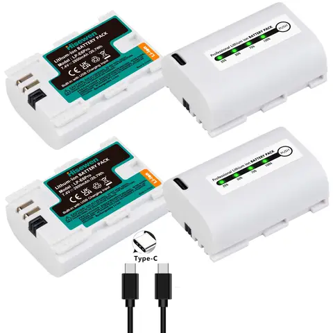 2800mAh LP-E6Pro Replace LP-E6N LP-E6 Battery with Type-C Input For Canon EOS R R5 R6 60D 70D 80D 90D 5D IV 5DS R 7D Mark Camera