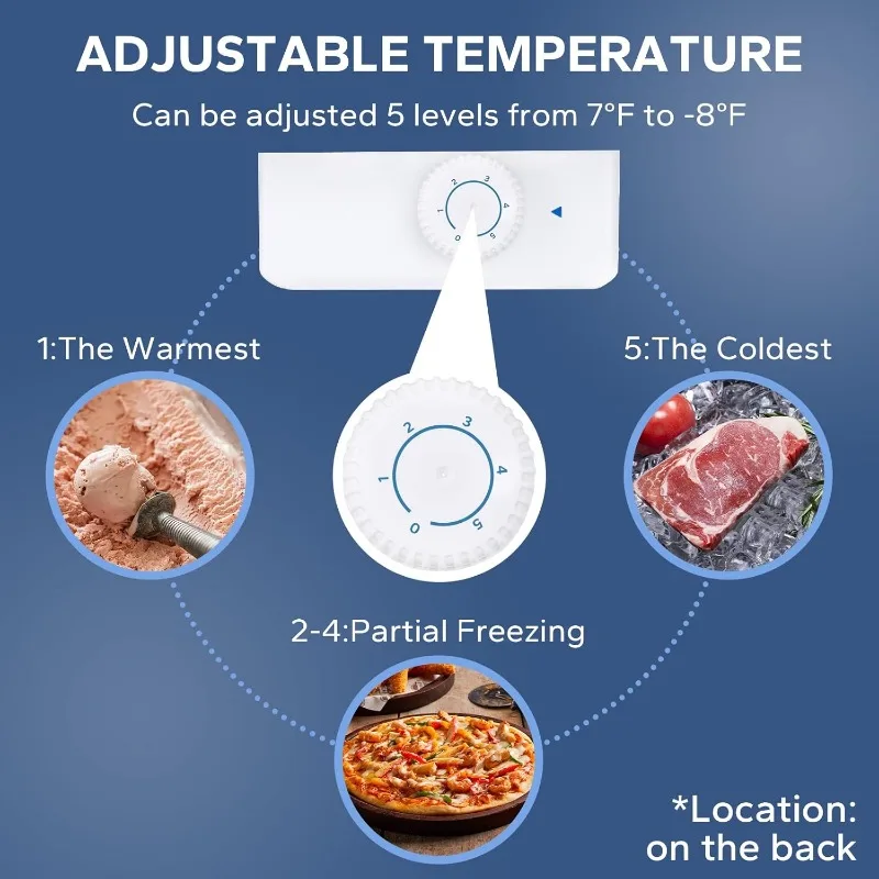 فريزر صغير 1.1 قدم مع رف قابل للإزالة، فريزر مدمج بباب واحد للمنزل والمطبخ والمكتب والشقة (فضي)