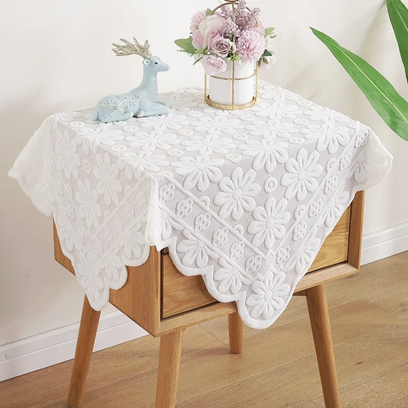 

Versatile Knitted Bedside Tablecloth Sound Absorbing Pure Color Refrigerator Cloth Net Sewing Machine Cover Dustproof Protector